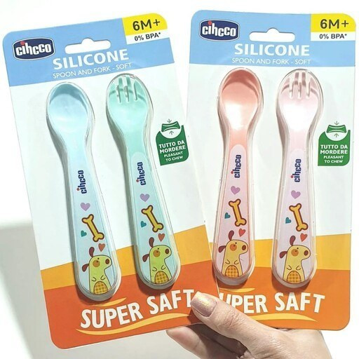 قاشق چنگال جفتی سیلیکونی چیکو chicoo